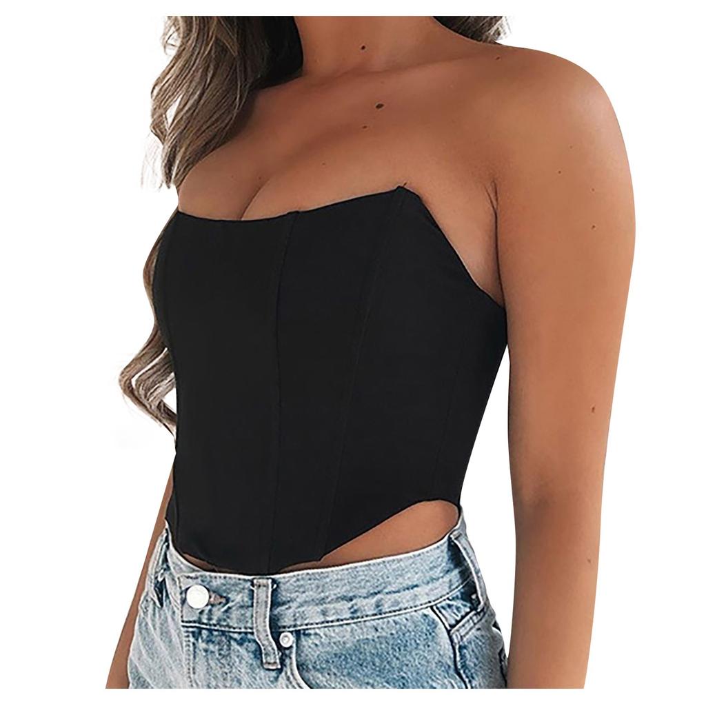 Women Have Light Color Ding -shaped Wrapped Sexy Backless Navel a Neck Top