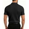 Men's Stretch Breathable Polo Shirt V Neck Ribbed Knit Short Sleeve T Shirt Casual Lightweight Summer Top