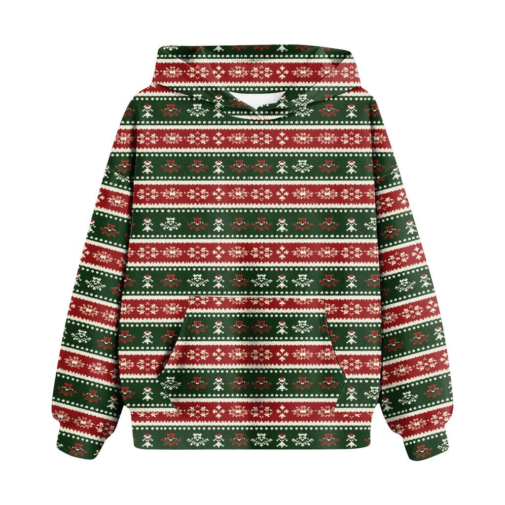 Genç Kızlar İçin Sweatshirtler Kapüşonlu Uzun Kollu İpli Kazak Sevimli Oversize Kapüşonlu Noel Günü