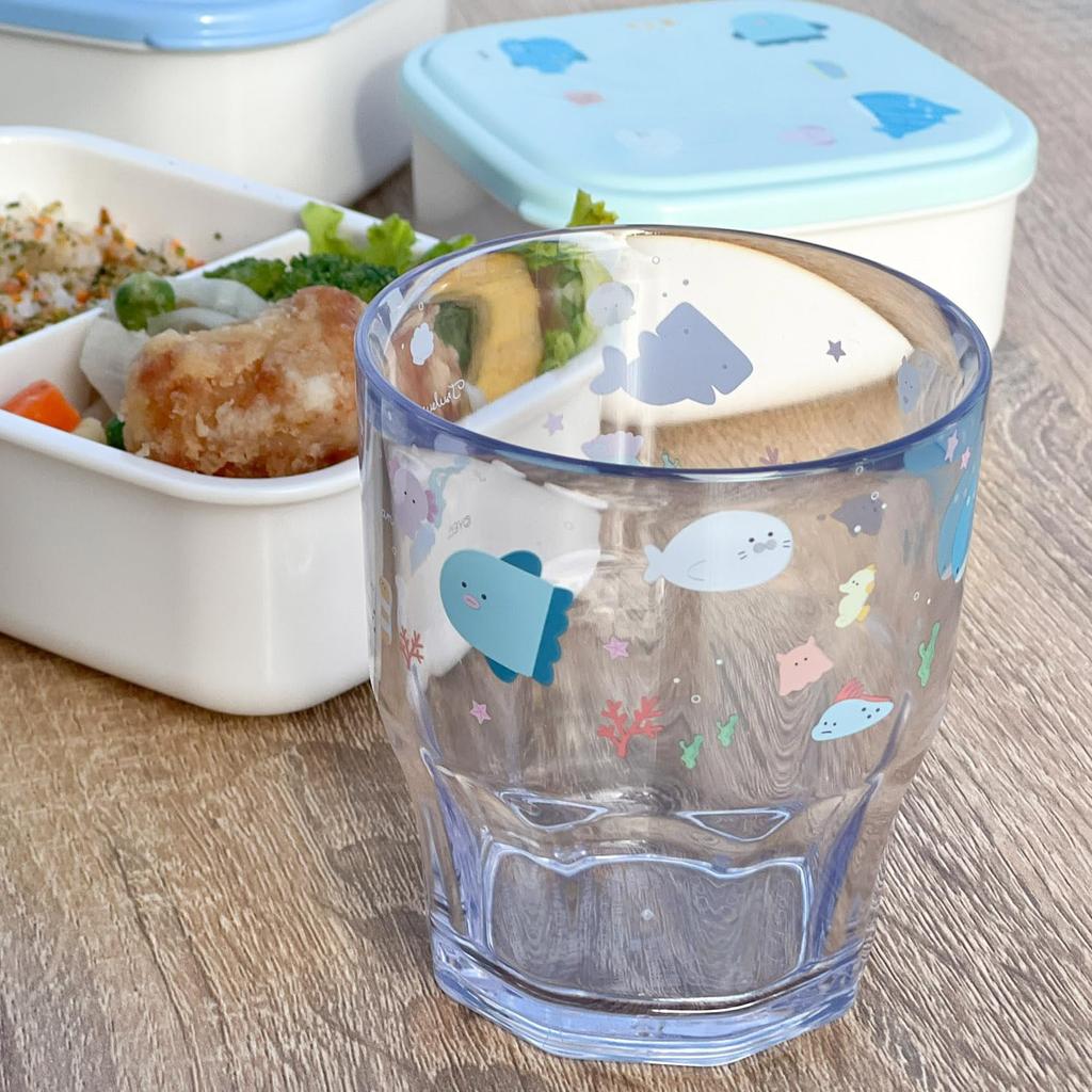 OSK Round Eye Aquarium Plastic Cup, Blue, 300ml, Made in Japan, Dishwasher Safe, Stylish, Cute Tumbler, Shatter-Resistant, Unisex, for Children,