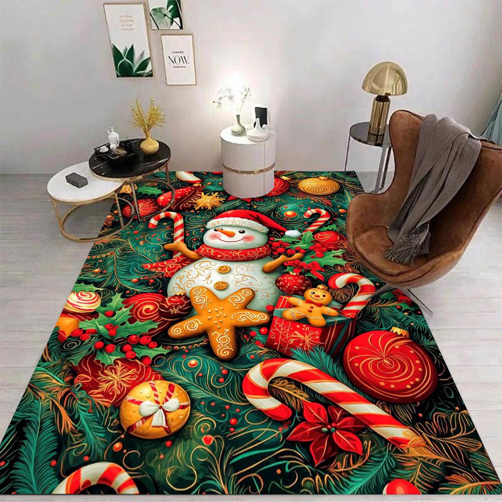 Decoración Del Hogar En Navidad O Decoración De Invierno En Estilo Festivo De Alfombras Impresas Con Patrones De Pan De Jengibre