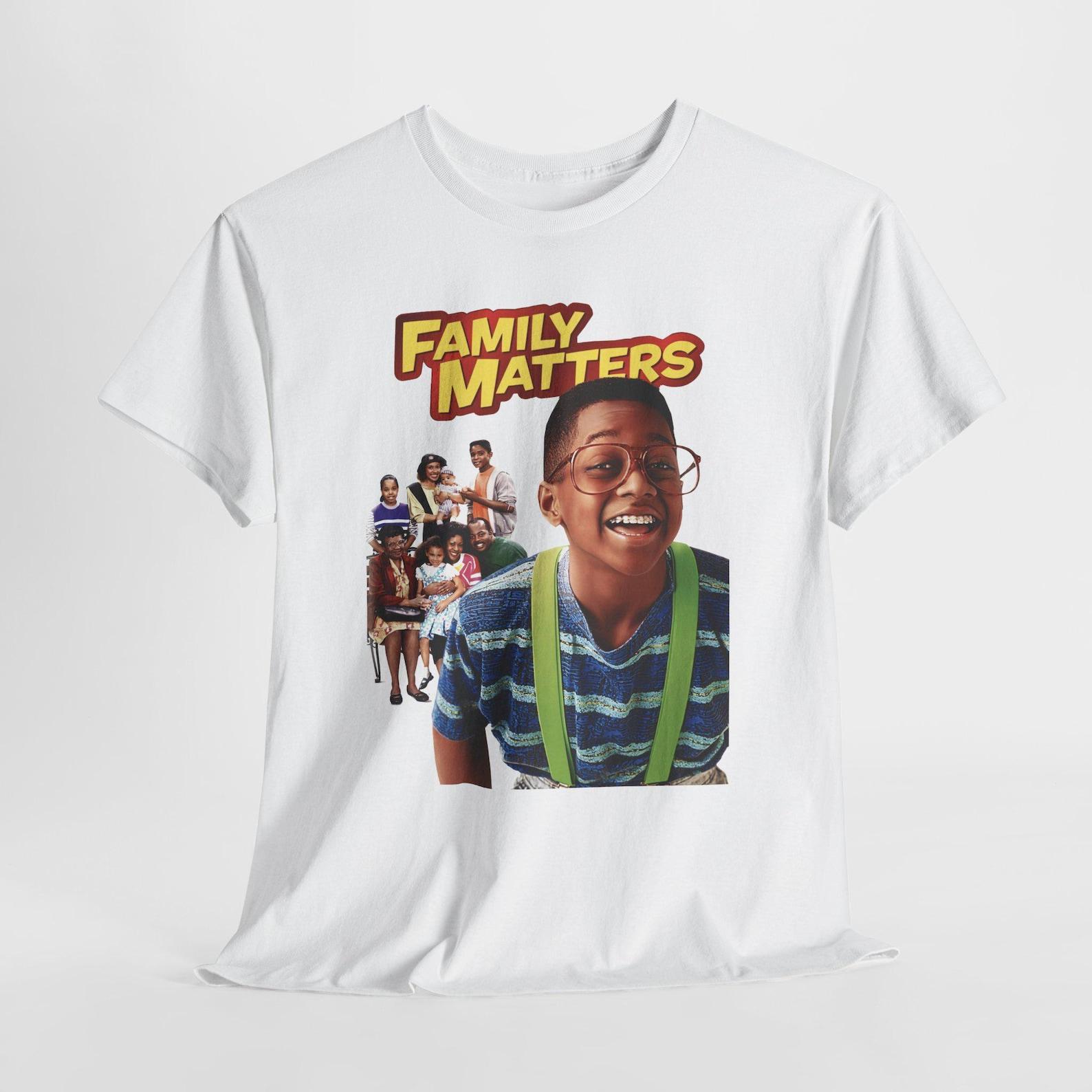 Family Matters 90 s Comedy TV Show Men s Light Blue White Tees T-Shirt Size S-5XL L