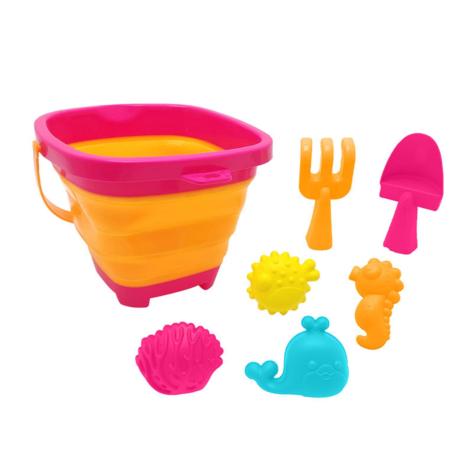 

Детский набор для пляжа, складное пляжное ведро для путешествий, пляжная игрушка с формочкой для песка, лопаткой и граблями, подходит для маленьких мальчиков и девочек One Size