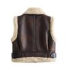Women's Slim Fit Fleece-Lined Turn-Down Collar Double-Sided Short Vest for Autumn and Winter