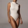 Women’s Sleeveless Mock Turtle Neck Bodysuit T-Shirt Soft Slim Fit Stretchy Layer Top Classic Jumpsuit