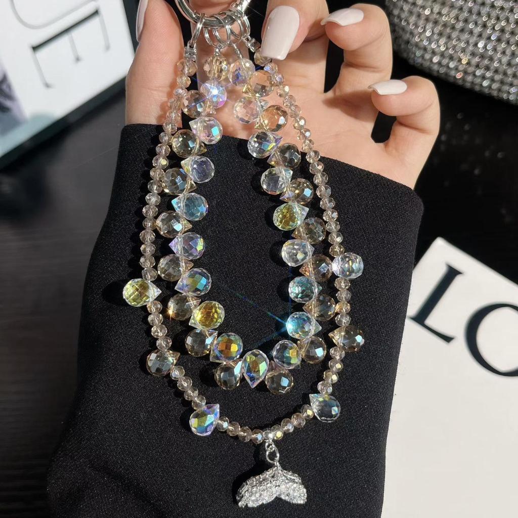Mermaid Rhinestone Double Chain Phone Charm & Handbag Keyring