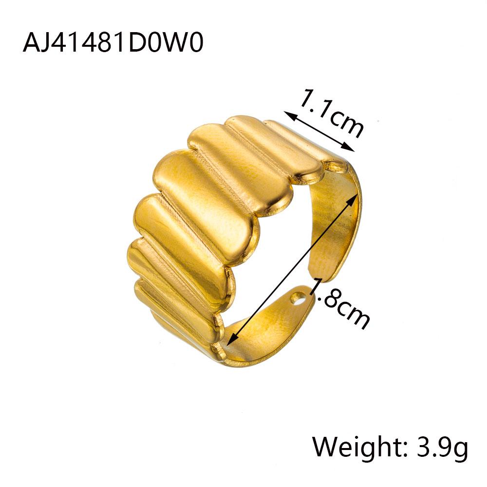 CARLIDANA Fashion Ins Geometric Irregular Hollow Muti Layer Chain 18K Gold Plated Stainless Steel Open Ring for Women Jewelry
