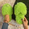 Fashion New Autumn Winter Women Fashion Faux Fur Slippers Solid Color Comfort Indoor Home Slippers Woman Lightweight Warm Fluffy Slides