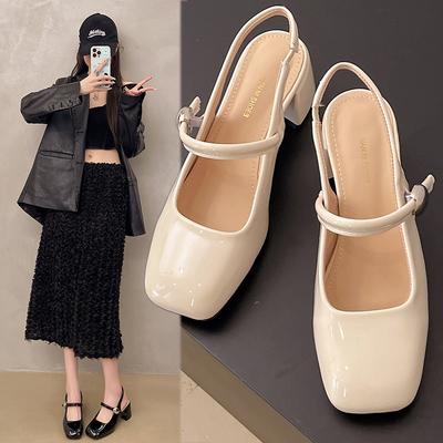 Γυαλιστερό δέρμα μονόπεδη άδεια μόδα ευέλικτα ψηλοτάκουνα γυναικεία παπούτσια 2025 καλοκαίρι νέα σανδάλια Mary Jane