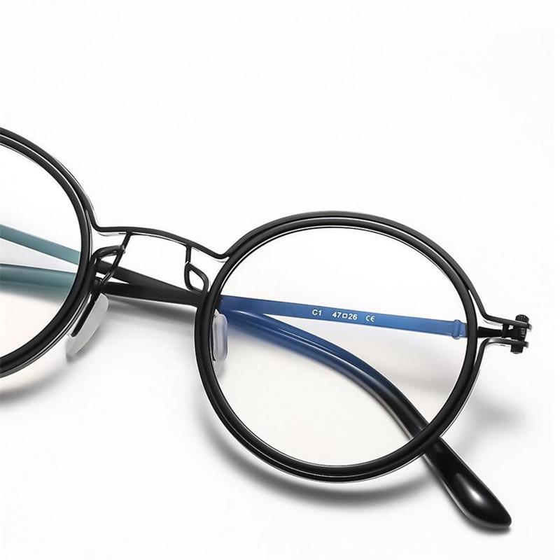 Anti Blue Rays Round Prescription Eyeglasses With Cylinder Brand Designer Metal Steampunk Nearsighted Glasses 0 -0.5 -0.75 To -6