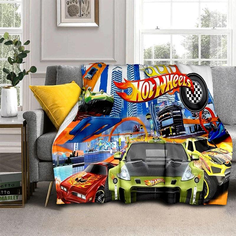 

2025 New new H-Hot Wheels Racing Car Cartoon Flannel Blanket,Soft Throw Blanket for Home Bedroom Bed Sofa Travel Cover Kid Gift 130x150cm