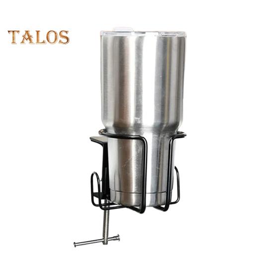 Desk Cup Holder Anti-Spill Clip-On Table Drink Holder Sturdy Clamp for Lawn Chair Stainless Steel Horizontal/Vertical Mount