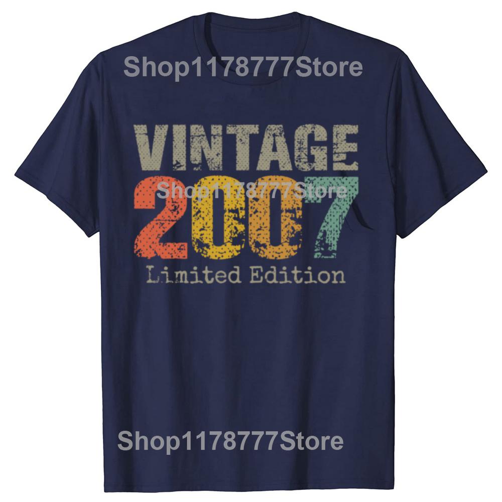 18 Year Old Gifts Vintage 2007 Limited Edition 18th Birthday T Shirts Streetwear Mens Fashion Casual Loose Oversized T Shirt