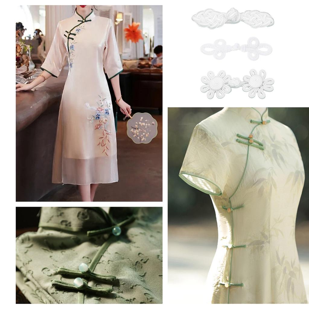 Chinese Closure Button Scarf Cardigan and Costumes Outfit Sewing White Cheongsam Sewing Fasteners