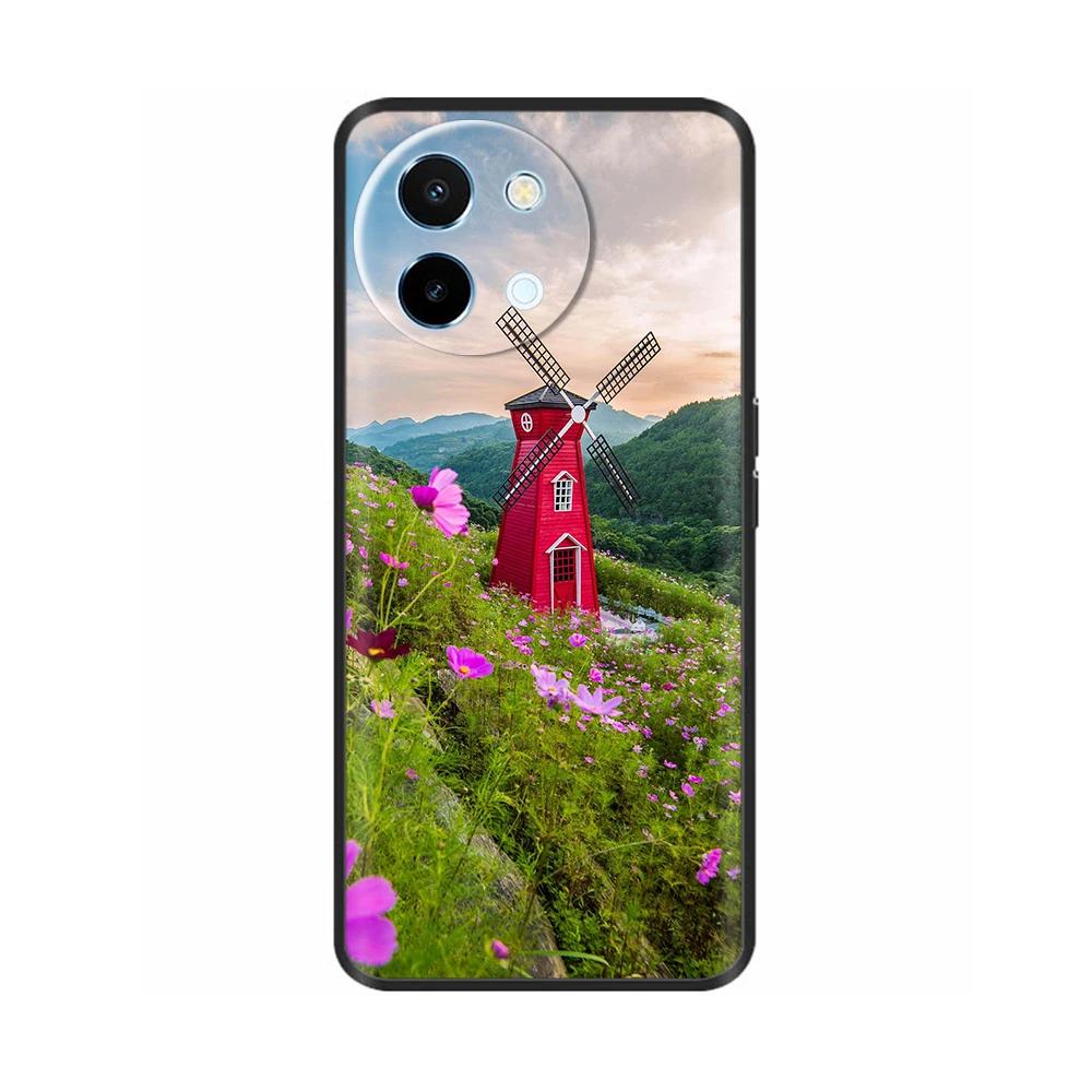 For Vivo Y38 5G Phone Case Cute Fashion Heart Flowers Cases For Vivo Y18 Soft Silicone Bumper Cover For Vivo Y18E Fundas Shells