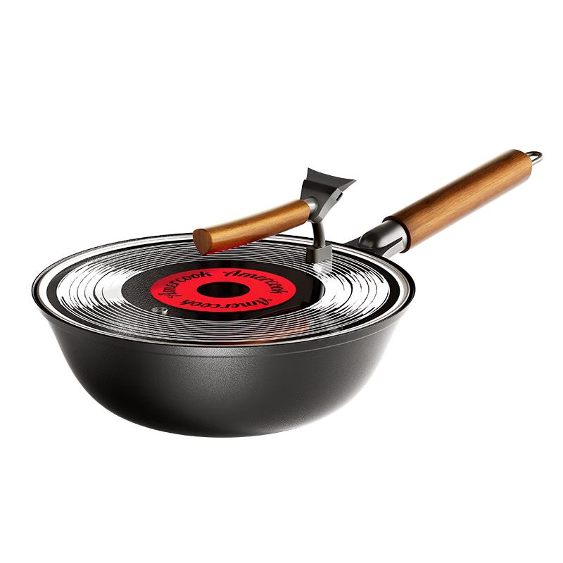 Amercook Non-Coated Flat Bottom Iron Wok