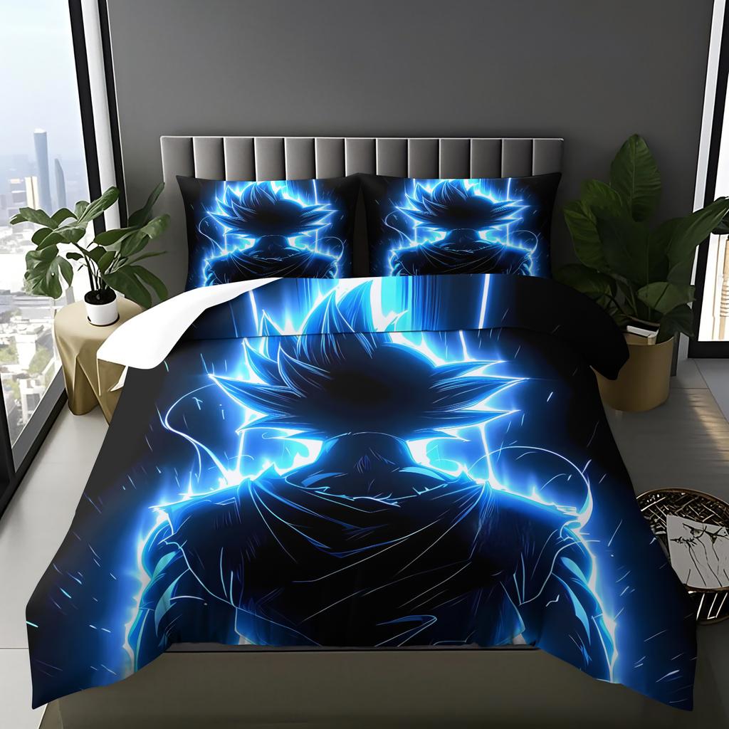 Hot Anime D-Dragons-Balls Series Bedding, Soft and Breathable Duvet Cover and Pillowcase, Suitable for Teen Bedroom Decoration