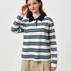 Fashion Striped POLO Shirt Long Sleeve 2025 Autumn Retro Pullover Top Women