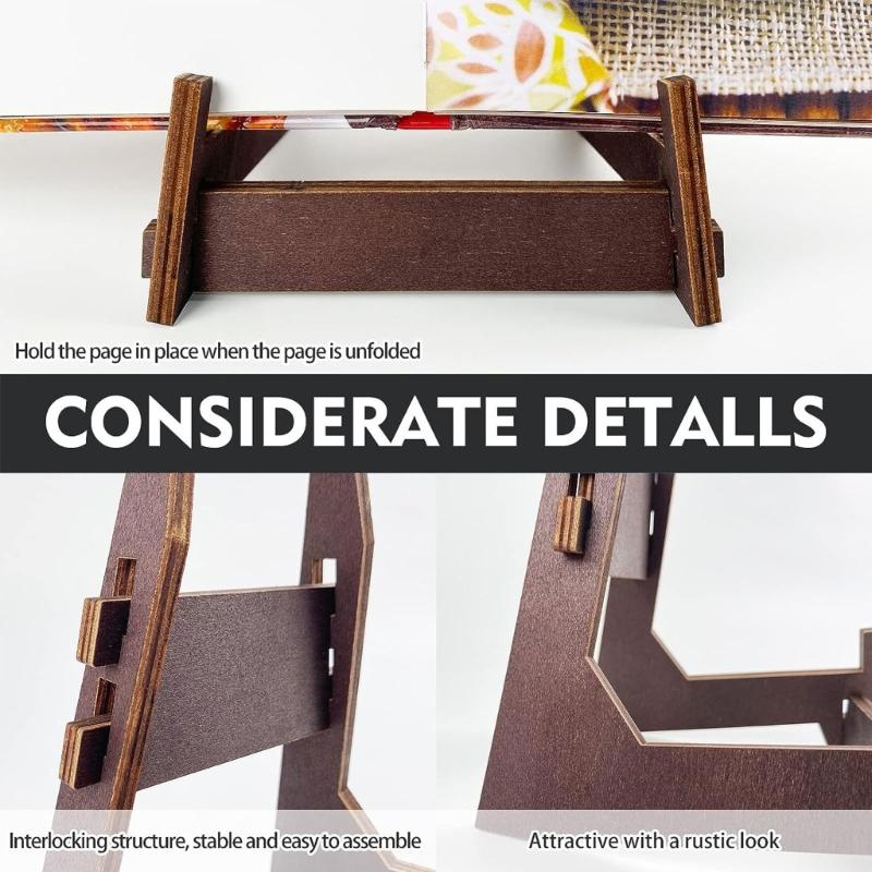 Recipe Display Stand Tablet Stand Holder Wooden Cook Book Stand Pine Wood Open Book Stand Pine Charcoal Tabletop Stand