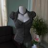 Gothic Style Waist-Cinched Striped Square Neck Top - Women’s Summer 2026 Collection