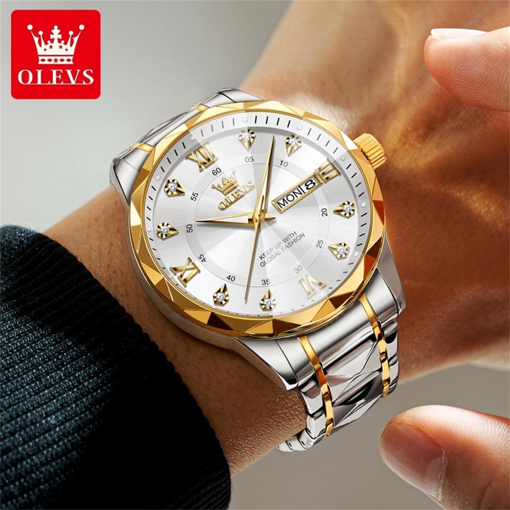 OLEVS 5609 Classic Business Quartz Watch for Man Stainless Steel Waterproof Calendar Luminous Men's Wristwatch