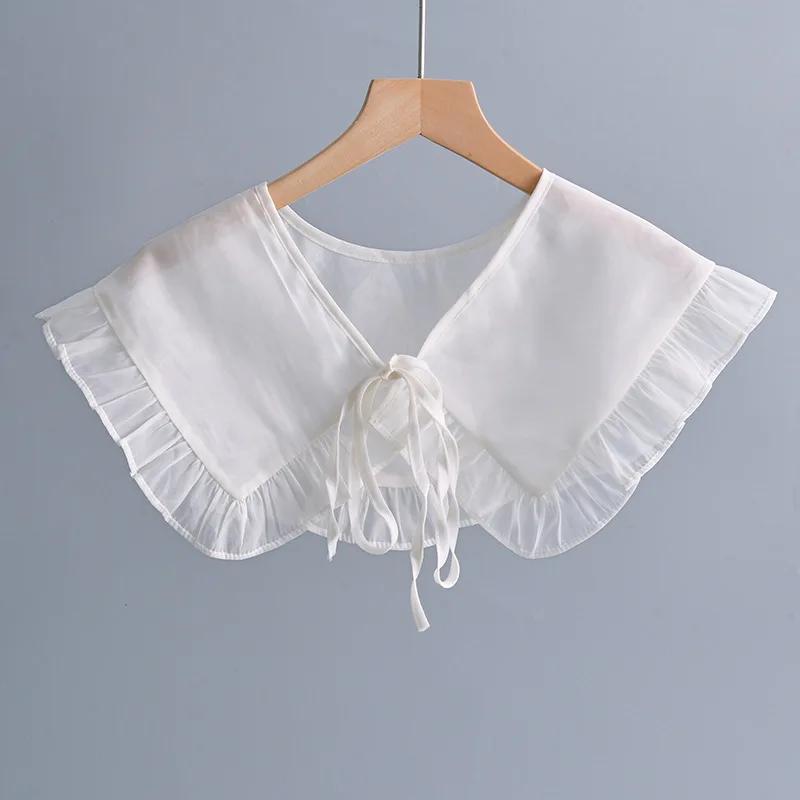 

Женский кружевной съемный воротник-шаль с бантами, шейный платок, поддельный воротник, накидка на плечи, женские накладные воротники, маленькая накидка