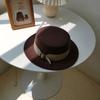 Vintage Woolen Hat British Hat Wide Brim Flat Top Top Top Top Hat Versatile Autumn and Winter Hat Trendy Sun Hat Felt Hat