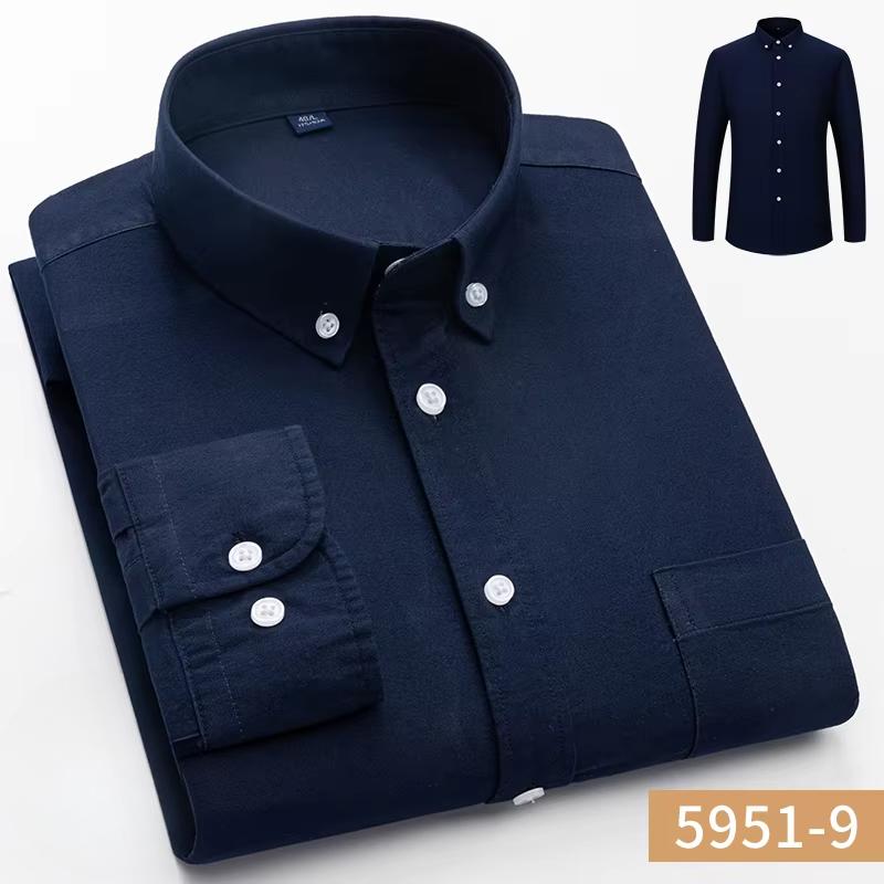 100% Baumwolle Oxford Langarmhemden für Herren Langarm Slim Fit Formell Unifarben Hemd Freizeit Elegant Karierte Oberteile Schwarze Kleidung