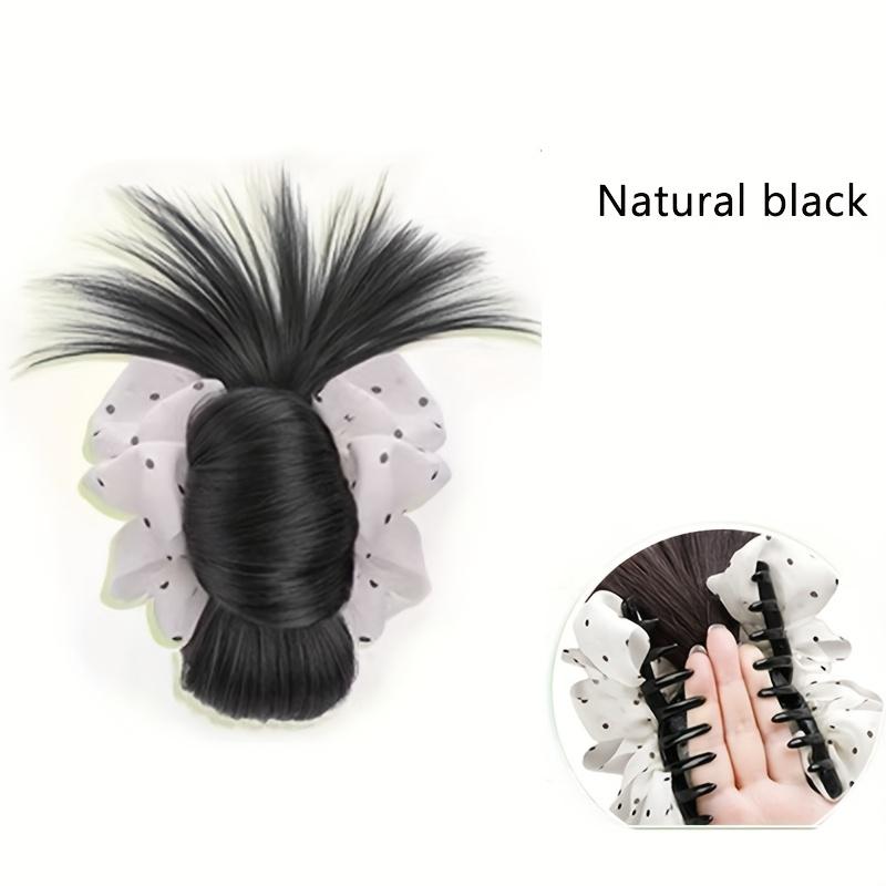Synthetic Natural Bun Head Wig with Mesh Hairpiece Hair Chignon Claw Clip Ponytails Extensions Hair Accessories For Women Girls
