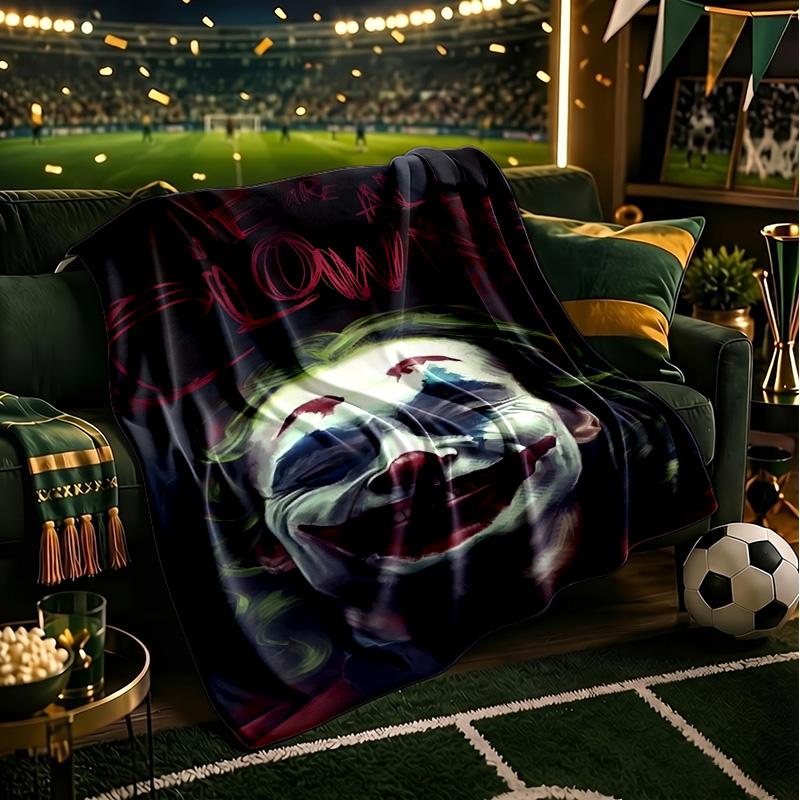 Jo-ker In Green Suit Throws Blanket Flannel Blankets Plush for Couch Bed Gifts for Men Women Travel Picnic Blanket Christmas Fan Gifts