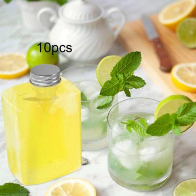 10 Pezzi Bottiglie Vuote per Succhi Contenitore per Bevande, Multiuso Riutilizzabile con Tappi Ermetici per