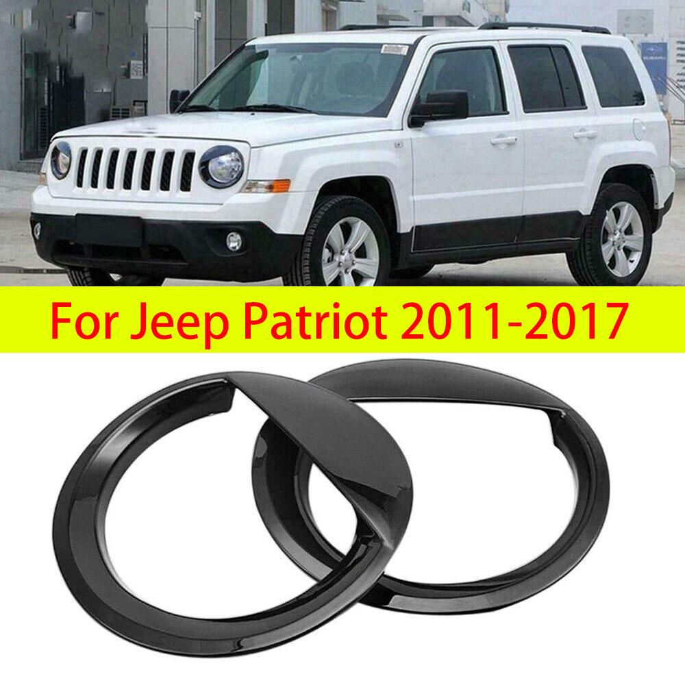 For Jeep Patriot 2011-2017 2Pcs ABS Front Bezels Light Headlight Trim Cover Decor Lamp Hoods Black Auto Car Styling Accessories