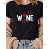 Dames Wijnglas Bedrukt Casual Zomer T-shirt Veelzijdig Top met Korte Mouwen Vintage Streetwear Designer Kleding