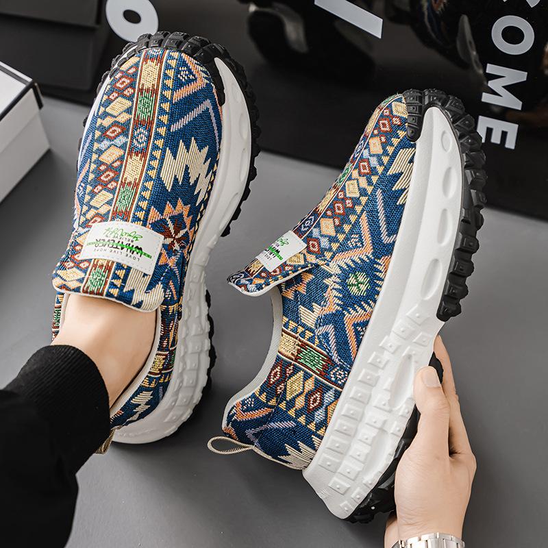 

Мужская обувь универсальна, платформа на одной педали, кроссовки для папы, принт усиливает тренд, популярная мужская парусиновая повседневная спортивная трендовая обувь 39 синий