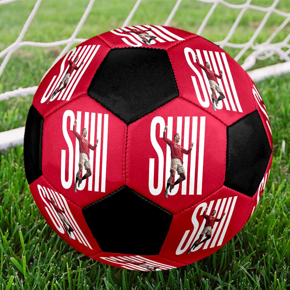 Cristiano Ronaldo Fußball Größe 5 Bunt Maschinengenäht PVC Wettkampfbereit Langlebig Hoher Rückprall