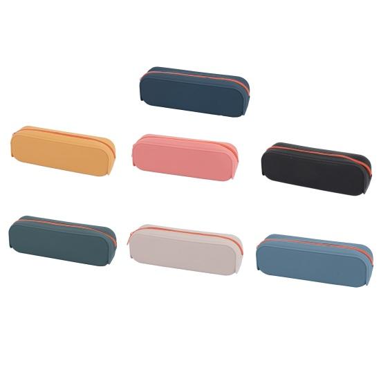 Silicone Pencil Case, Large Capacity Rectangle Pen Holder, Washable Cute Stationery Organizer for Office School