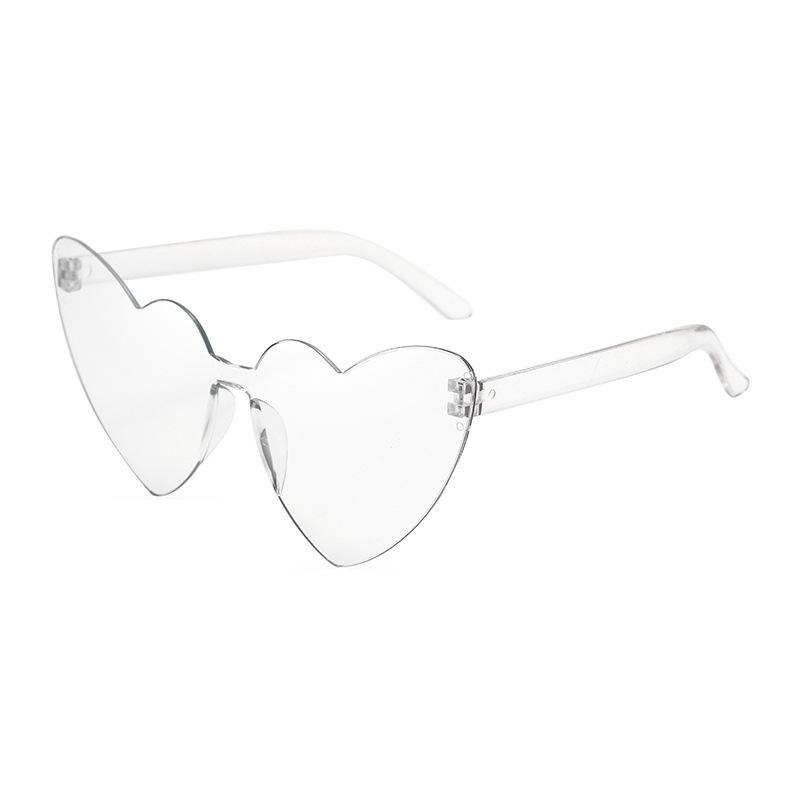 Amazon Thin Peach Heart Sunglasses Jelly Color Rimless Heart-Shaped One-Piece Glasses Candy Color Love Sunglasses