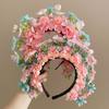 Adjustable Silk Flower Headband Beautiful Flower Hairband Accessory Lovely Flower Embellished Hair Decoration