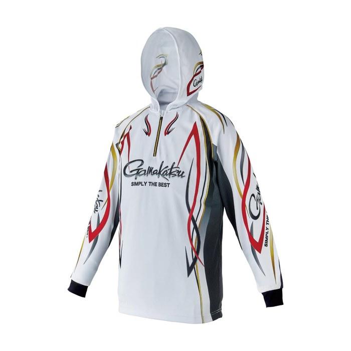 Gamakatsu 2-Way Print Zip Shirt Hoodie GM3736 White M