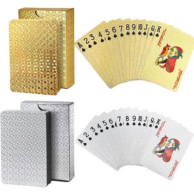 Spielkarten Wasserdicht Gold Kunststoff Pokerkarten Neuheit Poker Spielwerkzeuge für Brettspiel Familienparty Unterhaltung im Freien