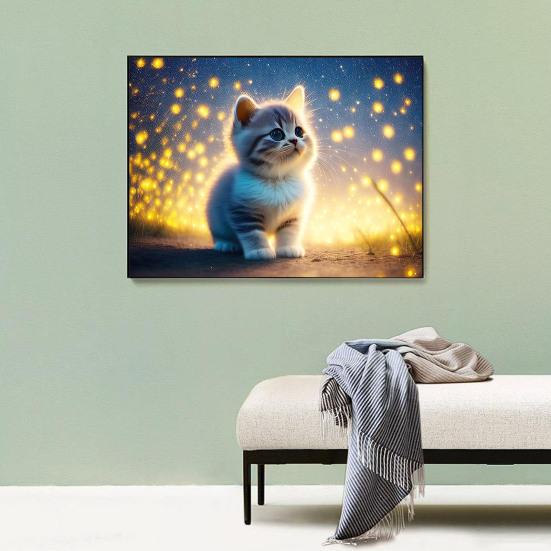 1 ensemble de peinture de strass de chat de dessin animé avec outils de perçage de toile, perceuse complète 5D, artisanat de bricolage, Kit de décoration de dessin artistique en strass pour débutants et adultes