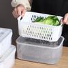 Transparent Double-Layer Kitchen Drainer and Fresh-Keeping Box for Vegetables and Fruits