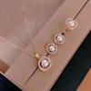 Shell Pearl Gold-Color for Women Cubic Zirconia Necklace Earrings with Party Birthday Wedding Jewelry Sets Gift