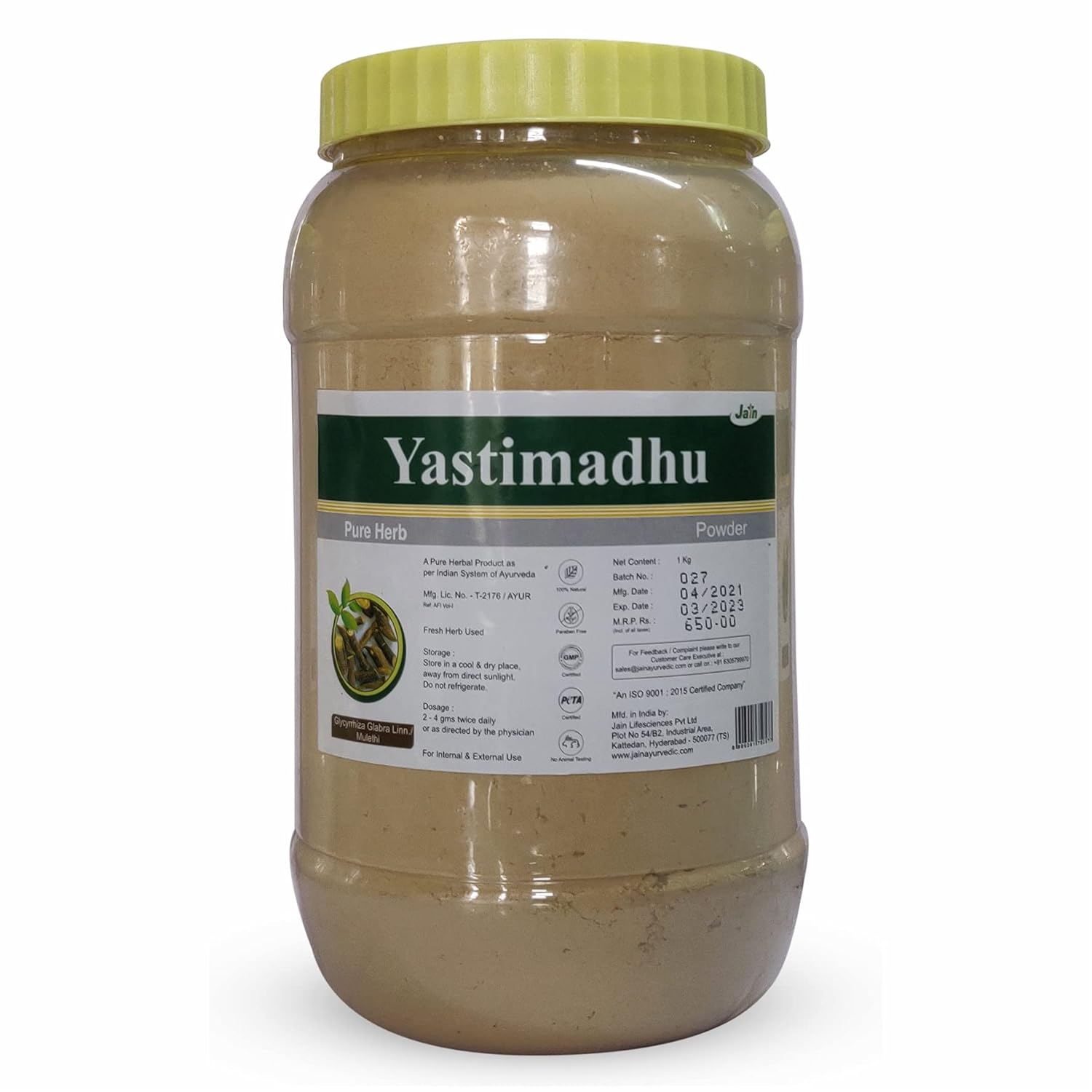 Jain Yastimadhu Powder 1 Kg Pack Natural Licorice Organic Fine Powder for Face Hair Use