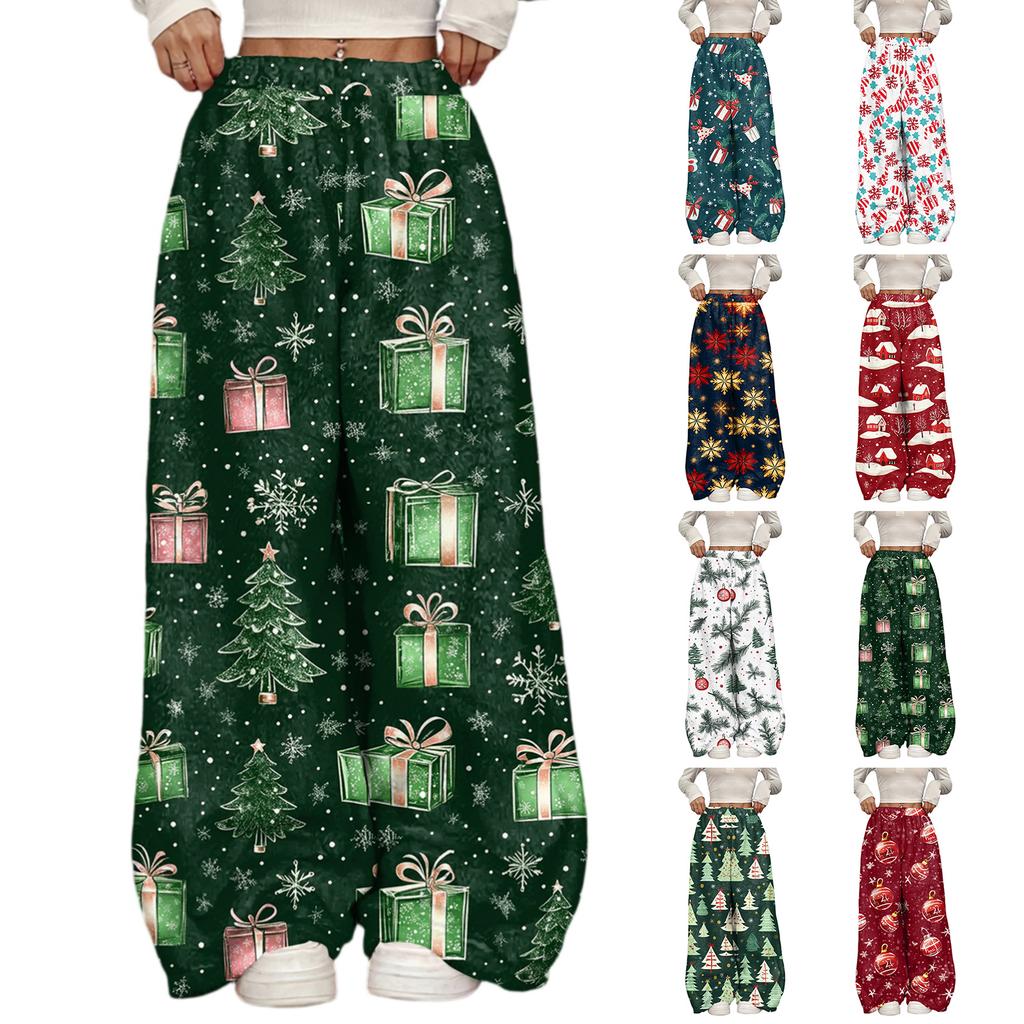 Women's Casual And Fashionable Elastic Waist Loose Wide Leg Pants