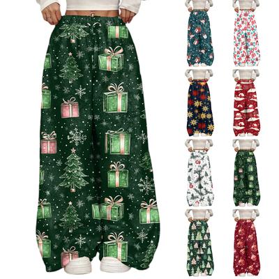 Women's Casual And Fashionable Elastic Waist Loose Wide Leg Pants