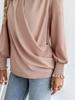 Women's Chiffon V-neck Lantern Sleeve Blouse - Solid Color Fashion Top