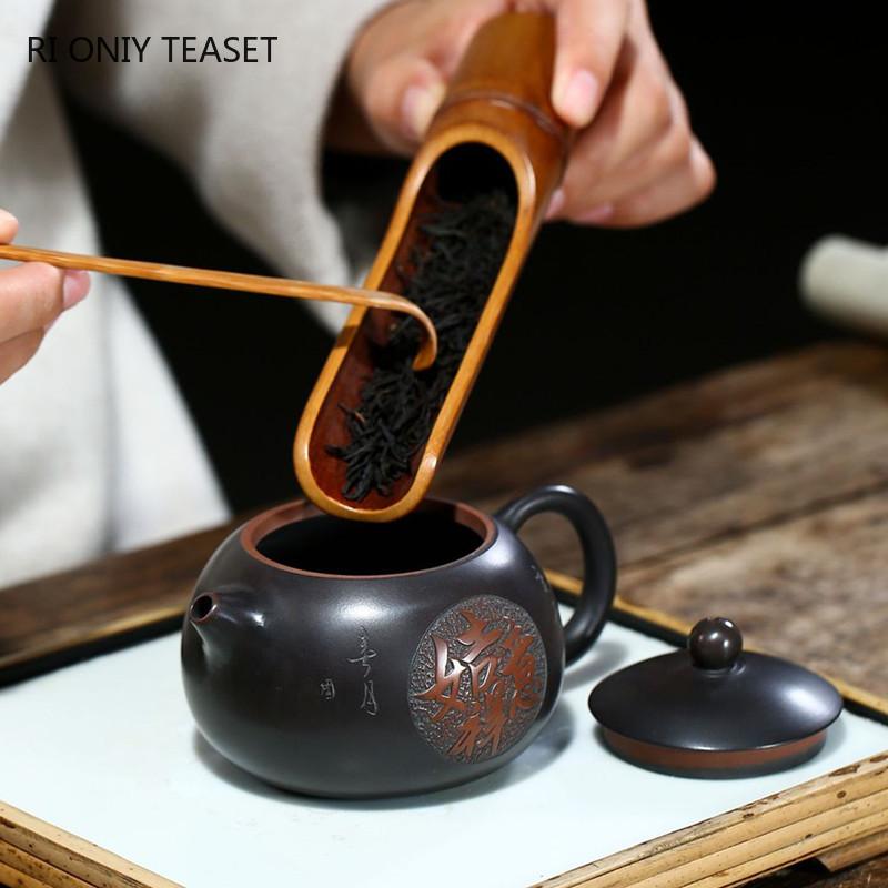 210ml Tradition Yixing Purple Clay Teapots Master Handmade Xishi Tea Pot Ball Hole Filter Kettle Chinese Zisha Tea Set Gifts