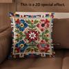 2D Floral Embroidered Pattern Digital Print Pillowcases Pattern Cushion Cover Suitable For Sofa Bedroom Car Pillow Cover