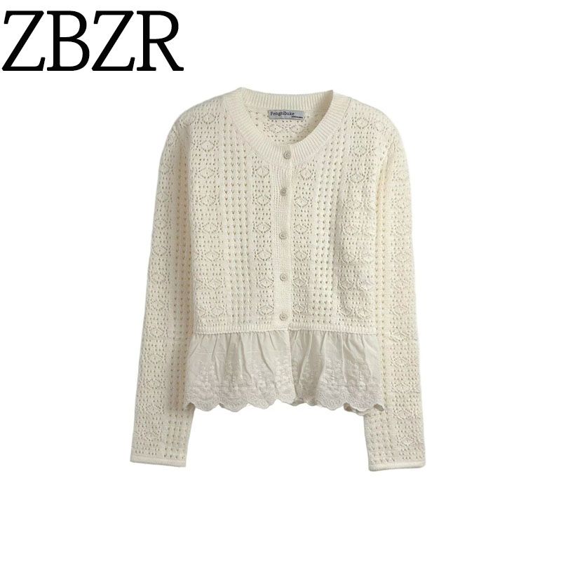 Za New Fall Women's Clothing 2025 Fashion Wind Stylish Fashion Hollowed-out Patchwork Knitting Cardigan Uyl950113